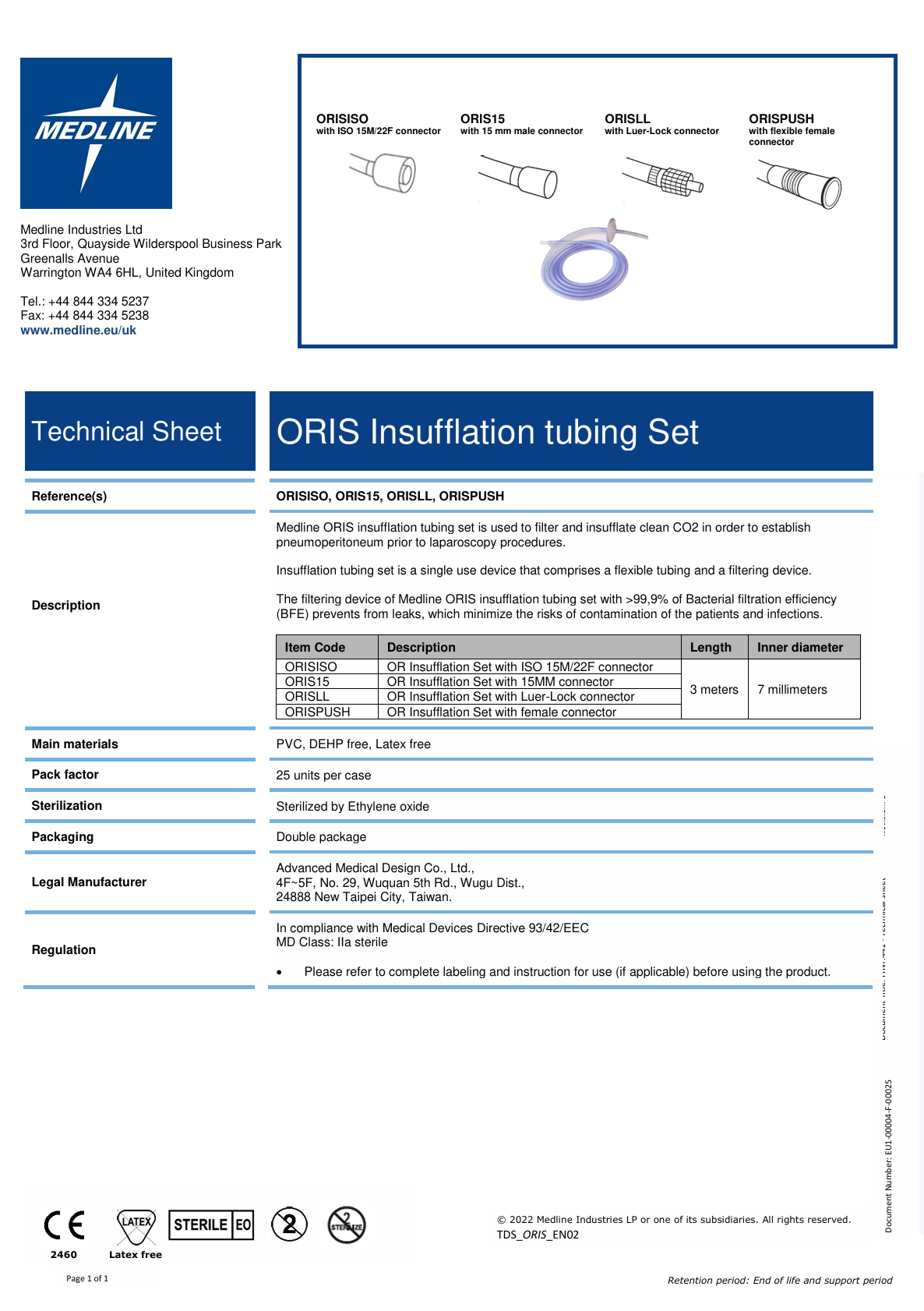 Medline ORIS Insufflatieset (15 mm aansluiting) - 25 stuks
